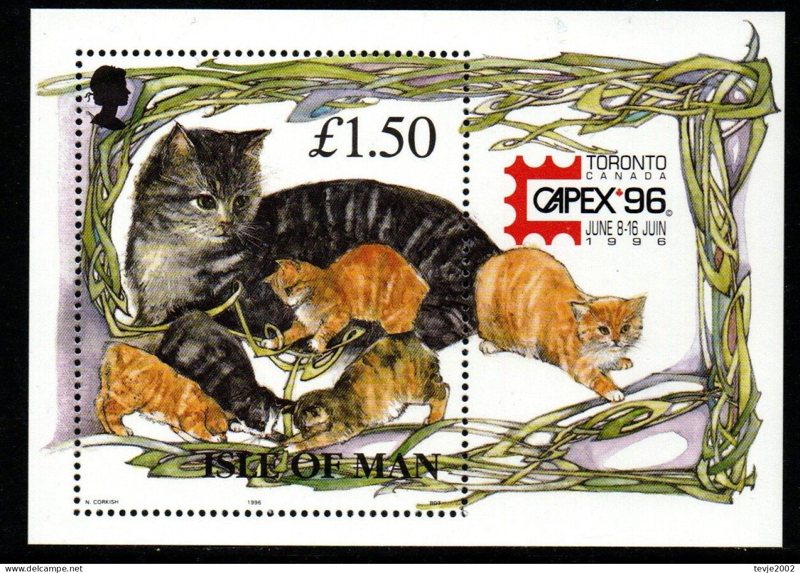 Isle Of Man 1996 - Mi.Nr. Block 25 I - Postfrisch MNH -Tiere Animals Katzen Cats - Man (Insel)