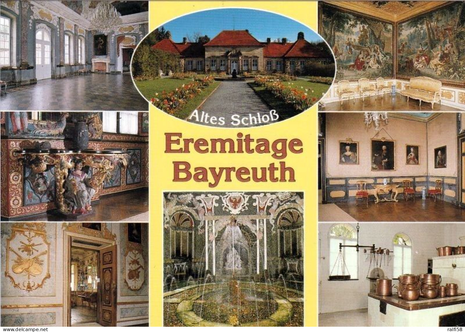 3 AK Germany / Bayern * Schloß Eremitage In Bayreuth - Altes Schloss Mit Innenansichten Und Innere Grotte Im Schloß * - Bayreuth