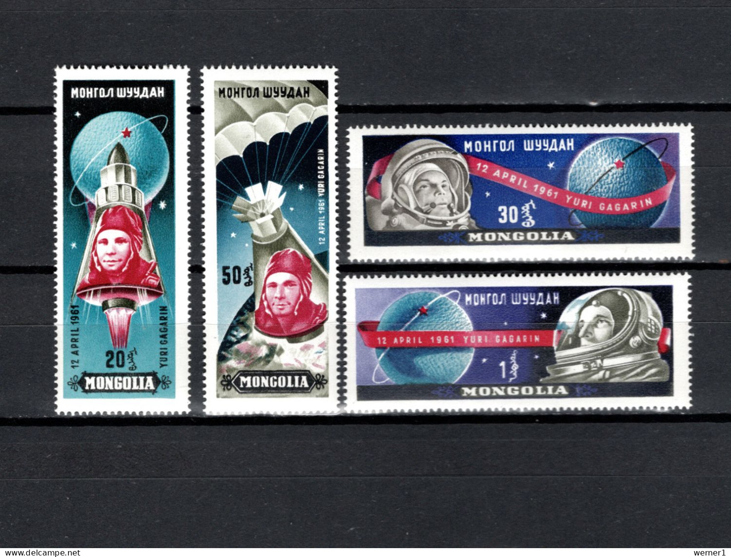 Mongolia 1961 Space, Yuri Gagarin Set Of 4 MNH - Asie