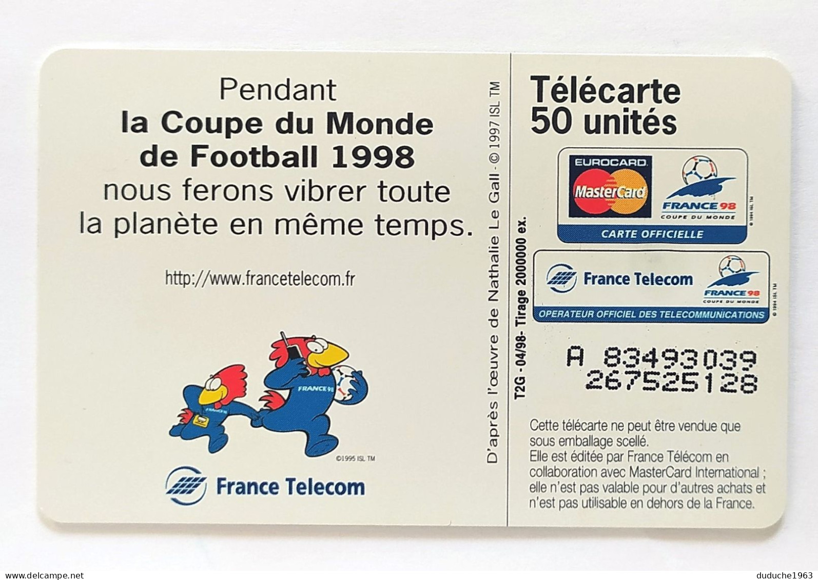 Télécarte France - Coupe Du Monde De Football 1998 - Ohne Zuordnung