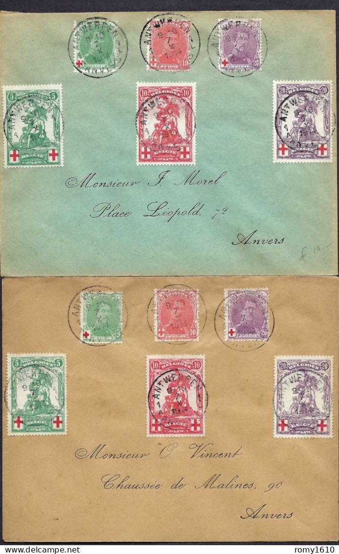 Série Croix Rouge Sur Lettre. Les  2 Enveloppes,  Scan Recto/verso. - 1914-1915 Croce Rossa