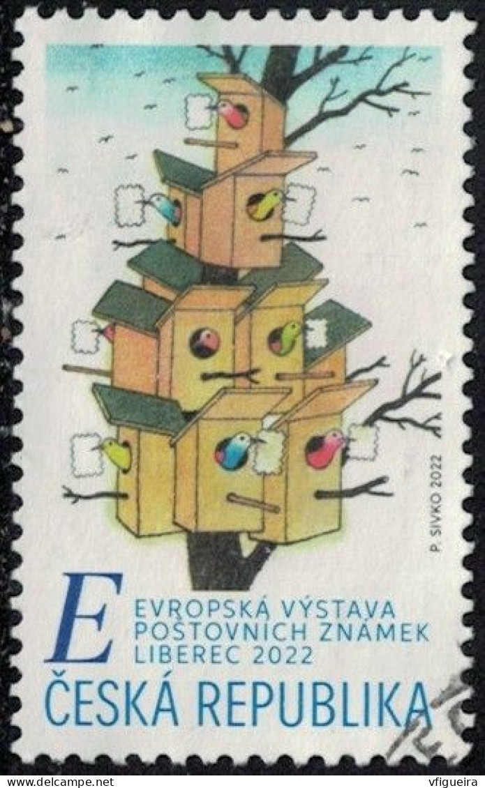 République Tchèque 2022 Oblitéré Used Oiseaux Dans Des Nichoirs Avec Des Lettres Y&T CZ 1025 SU - Used Stamps