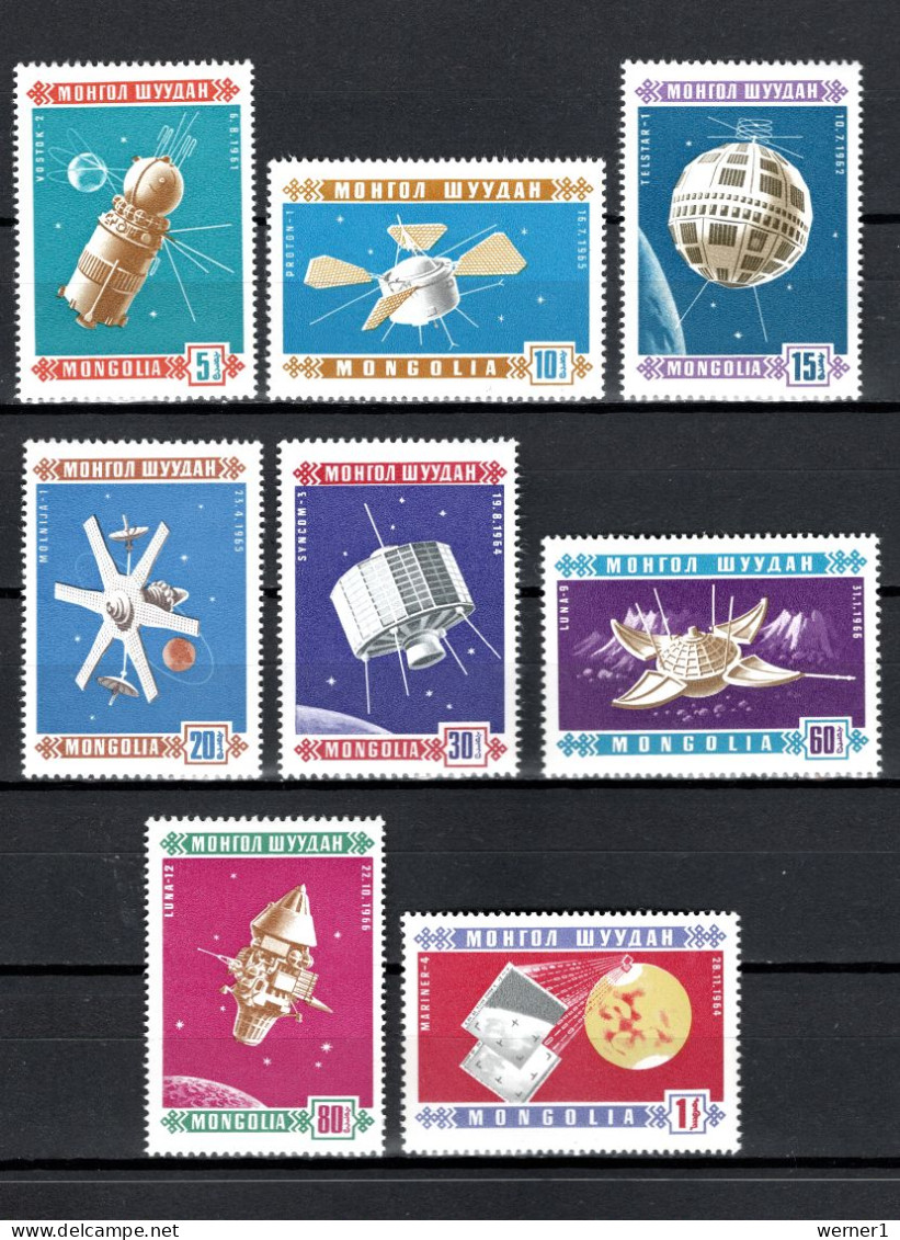 Mongolia 1966 Space Satellites Set Of 8 MNH - Asia