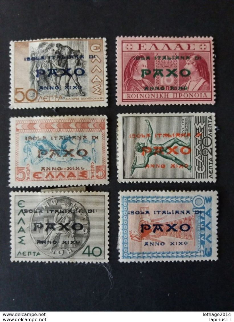 GREECE HELLAS Ελλάδα 1922-1941 Postage Stamps Occupation Italy Island Paxo RARE MNHL - Ionische Eilanden