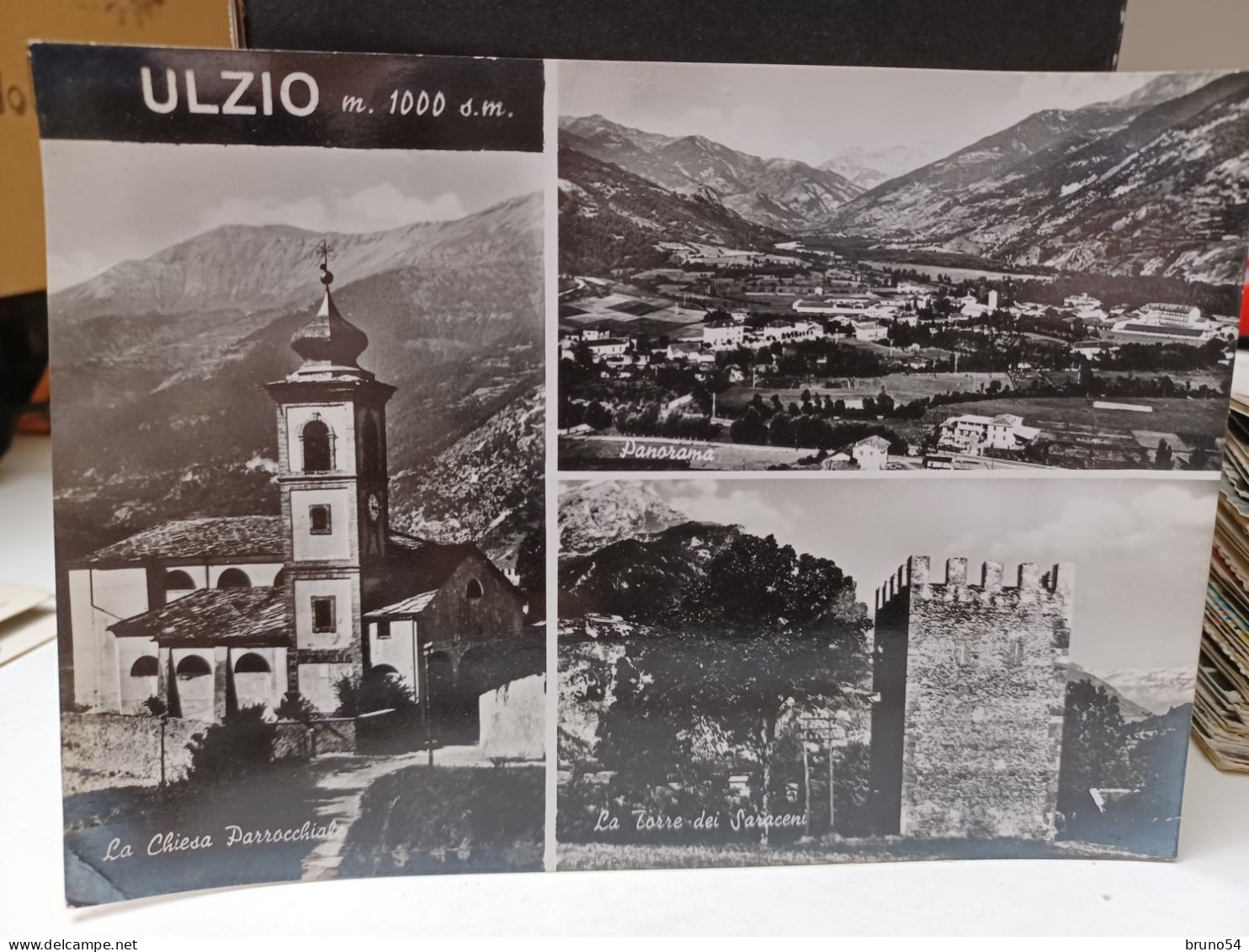 Cartolina Ulzio Prov Torino ,chiesa Parrochiale,la Torre Dei Saraceni 1953 - Altri Monumenti, Edifici