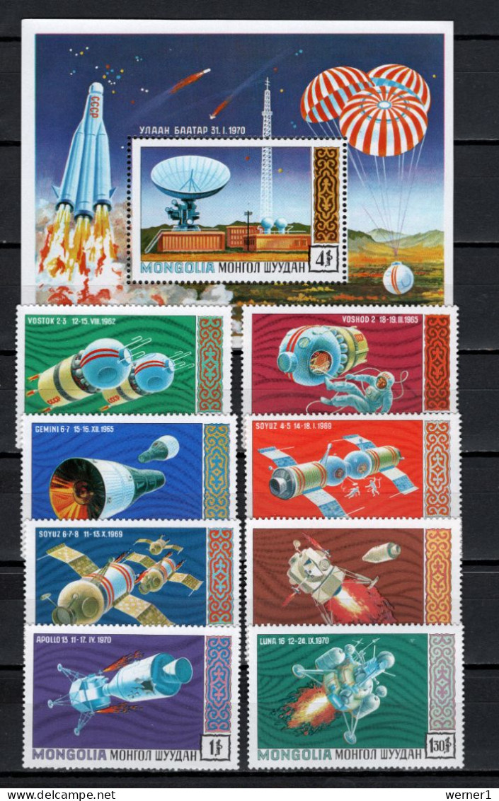 Mongolia 1971 Space Research Set Of 8 + S/s MNH - Asie