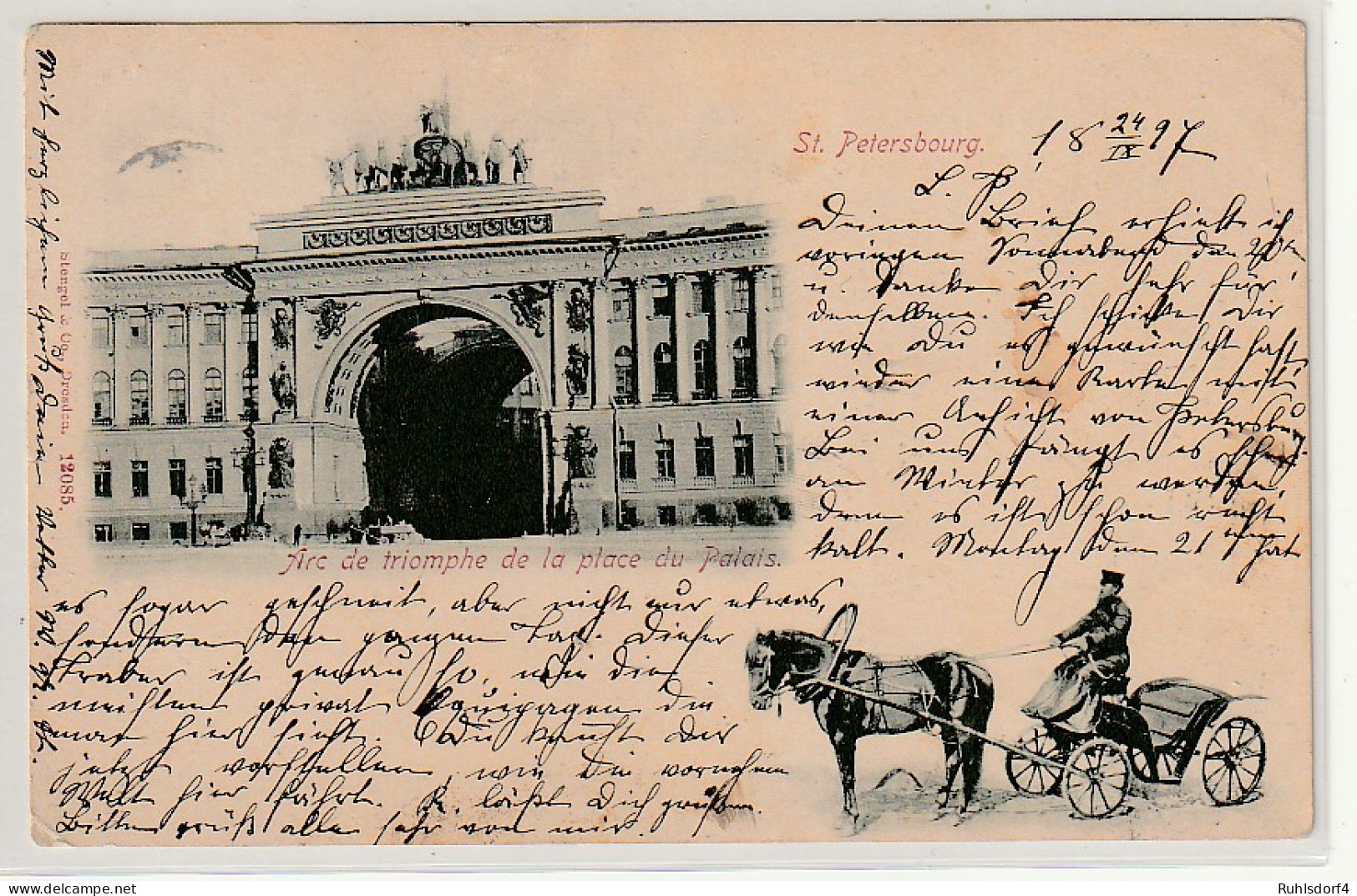 Russland 1897: Karte Nach Dt. Mit St.-Petersburg-Nrnstempel "1" - Other & Unclassified