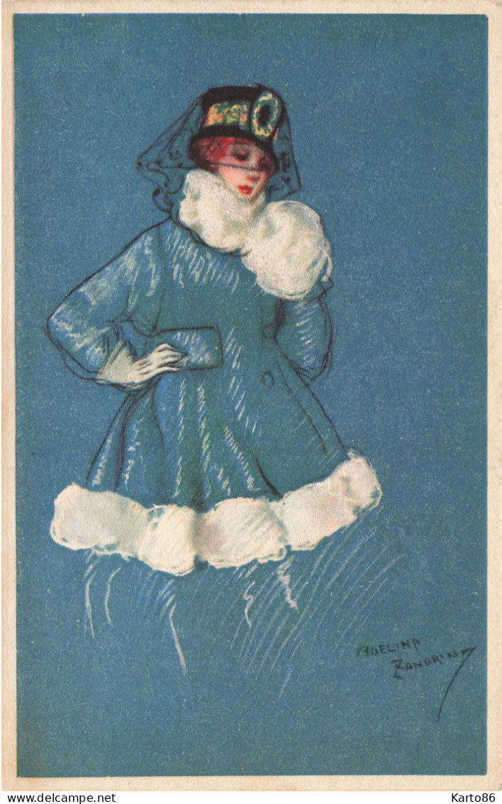 Adelina ZANDRINO * CPA Illustrateur Italia Italien Zandrino * N°55-3 * Femme Mode Chapeau Hat Manteau Hiver - Zandrino