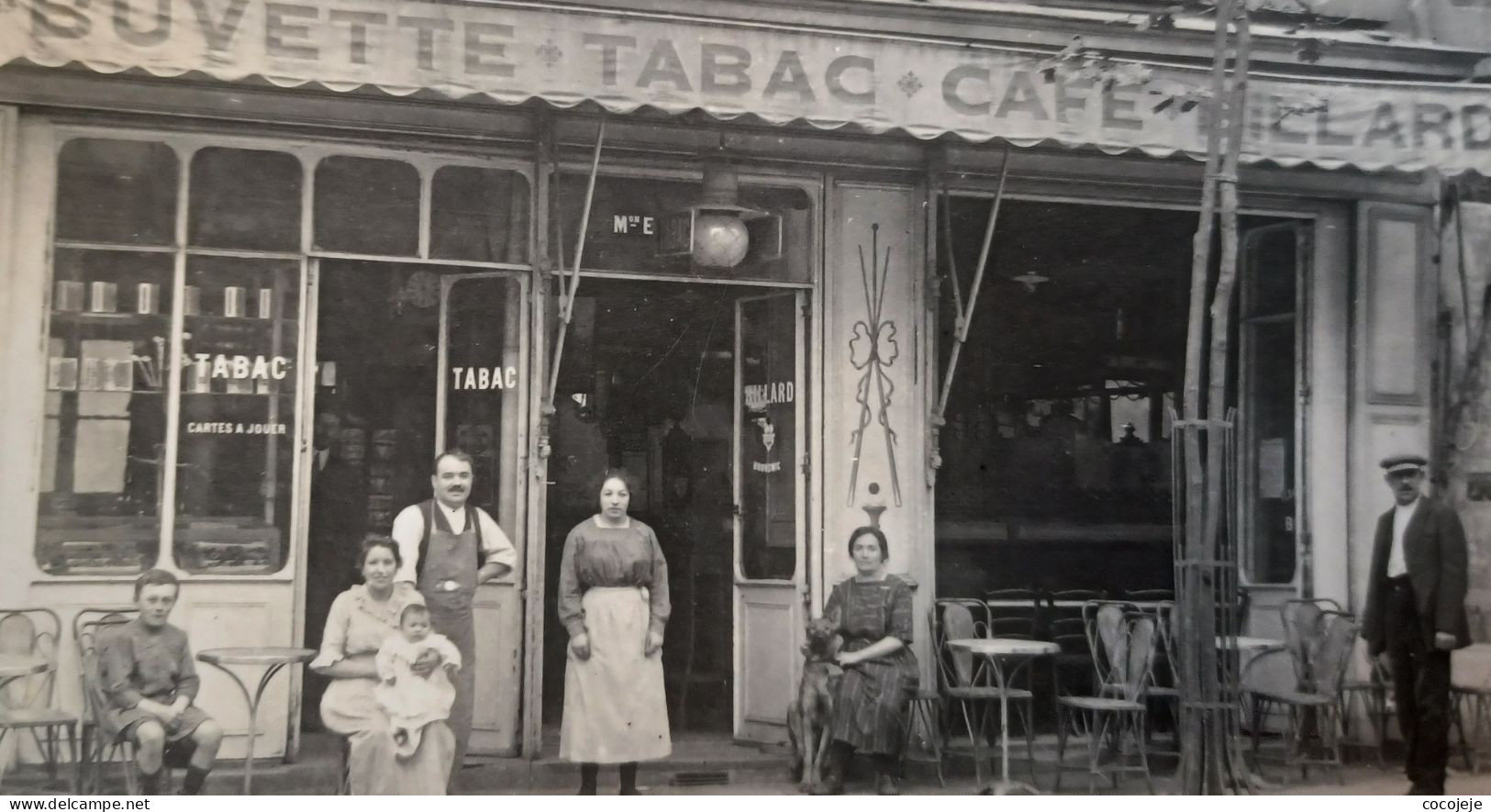 RARE CPA PHOTO CAFE BUVETTE BILLARD BOULEVARD NATIONAL, CLICHY, 92, ANIMEE, 1923 - Staking