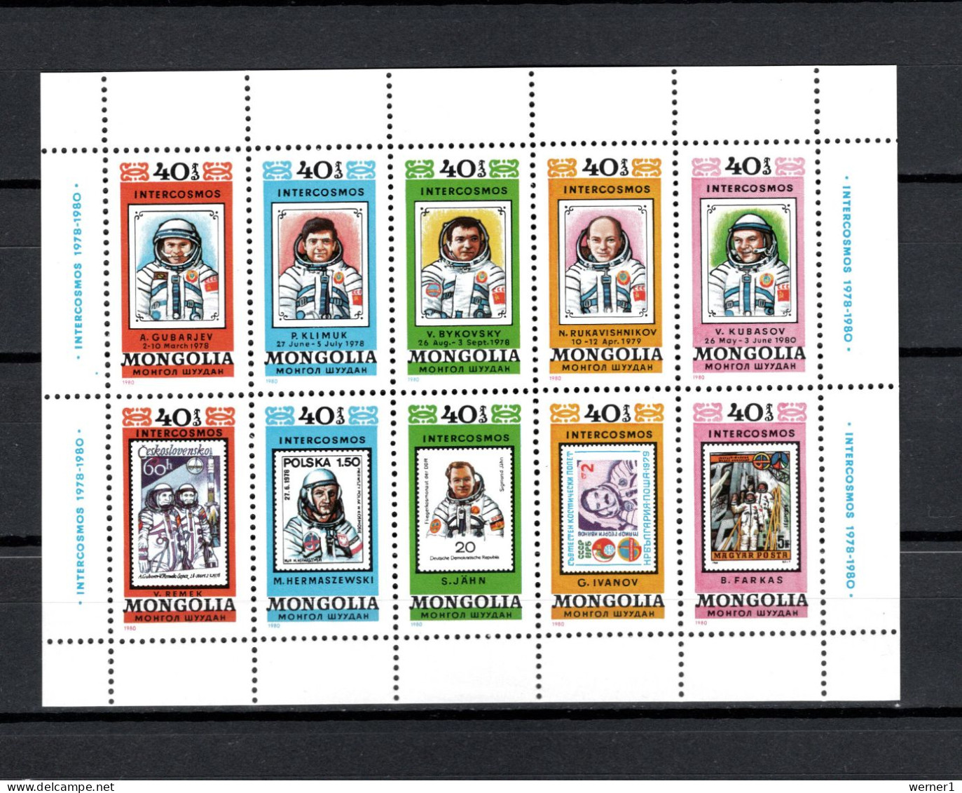 Mongolia 1980 Space, Interkosmos Sheetlet MNH - Asie