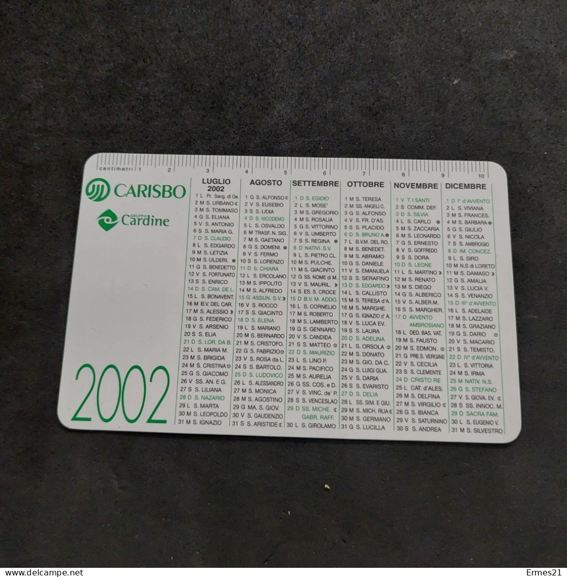 Calendarietto 2002  Cassa Risparmio Di Bologna.Condizioni Eccellenti.  Plastificato. - Klein Formaat: 2001-...