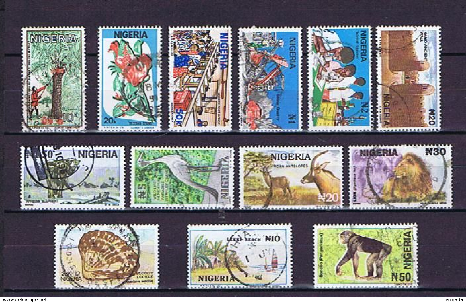 Nigeria 1986- 2001: 13 Diff. Used, Gestempelt - Nigeria (1961-...)