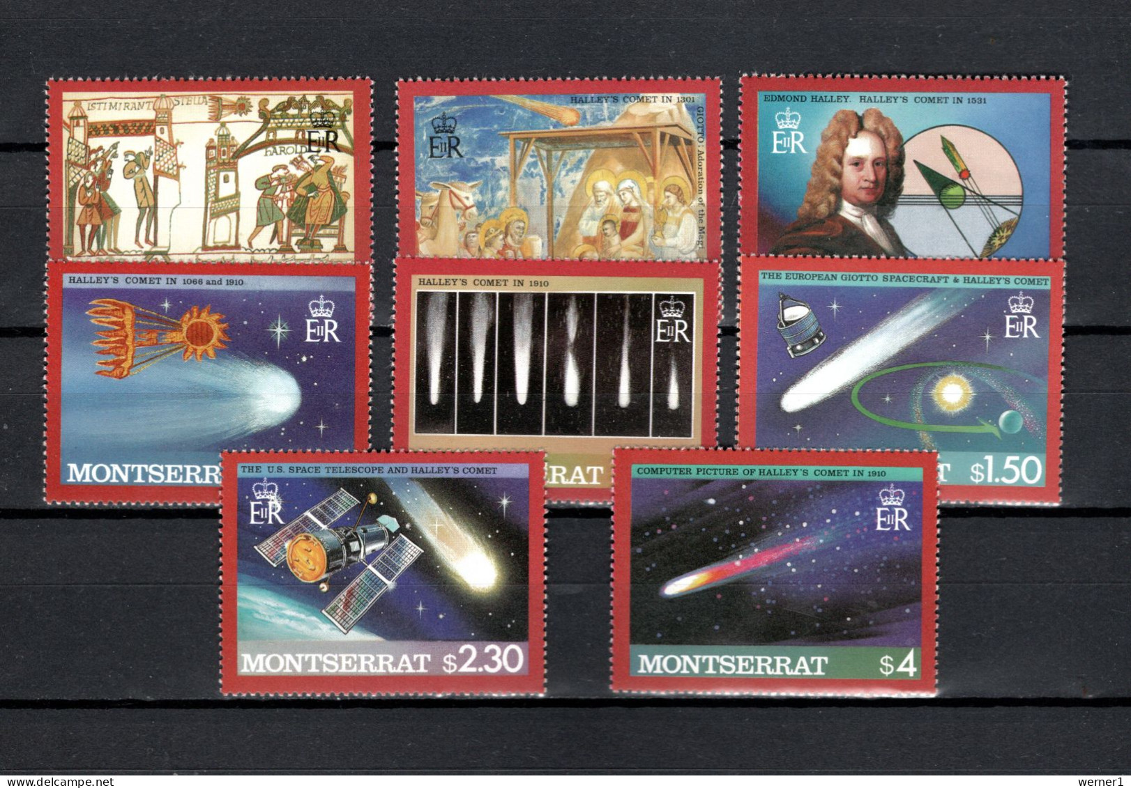 Montserrat 1986 Space, Halley's Comet Set Of 8 MNH - América Del Norte