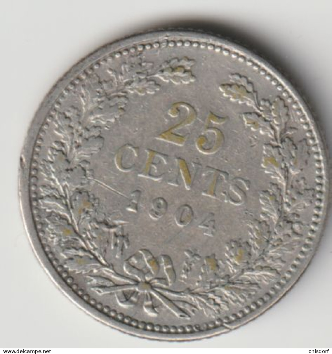 NEDERLAND 1904: 25 Cents, Silver, KM 120.1 - 25 Centavos