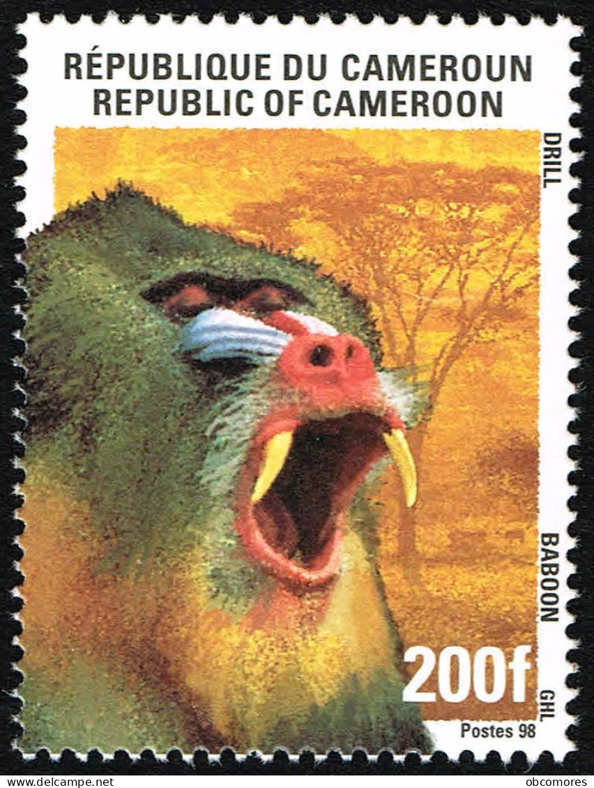 CAMEROUN Cameroon Kamerun 1998 Singe - Monkey 200 F - Y&T 890 Mi 1230 Sc 931 YT 890 - MNH ** - Singes