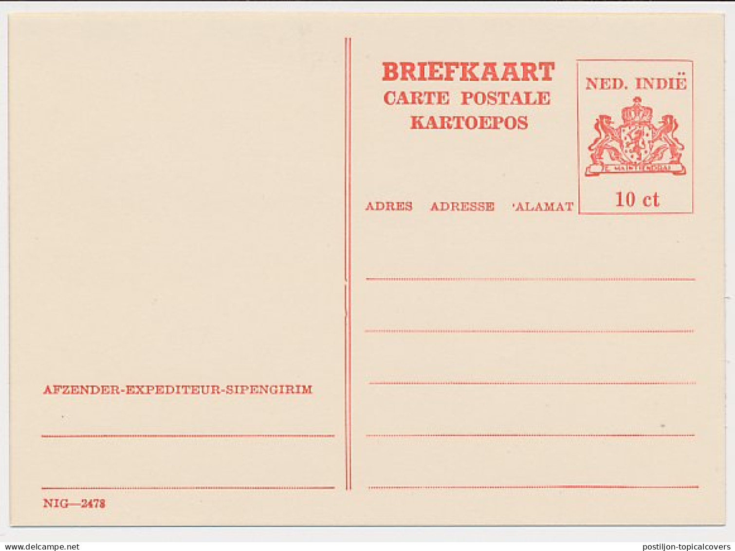 Ned. Indie Briefkaart G. 74 A  - Indes Néerlandaises