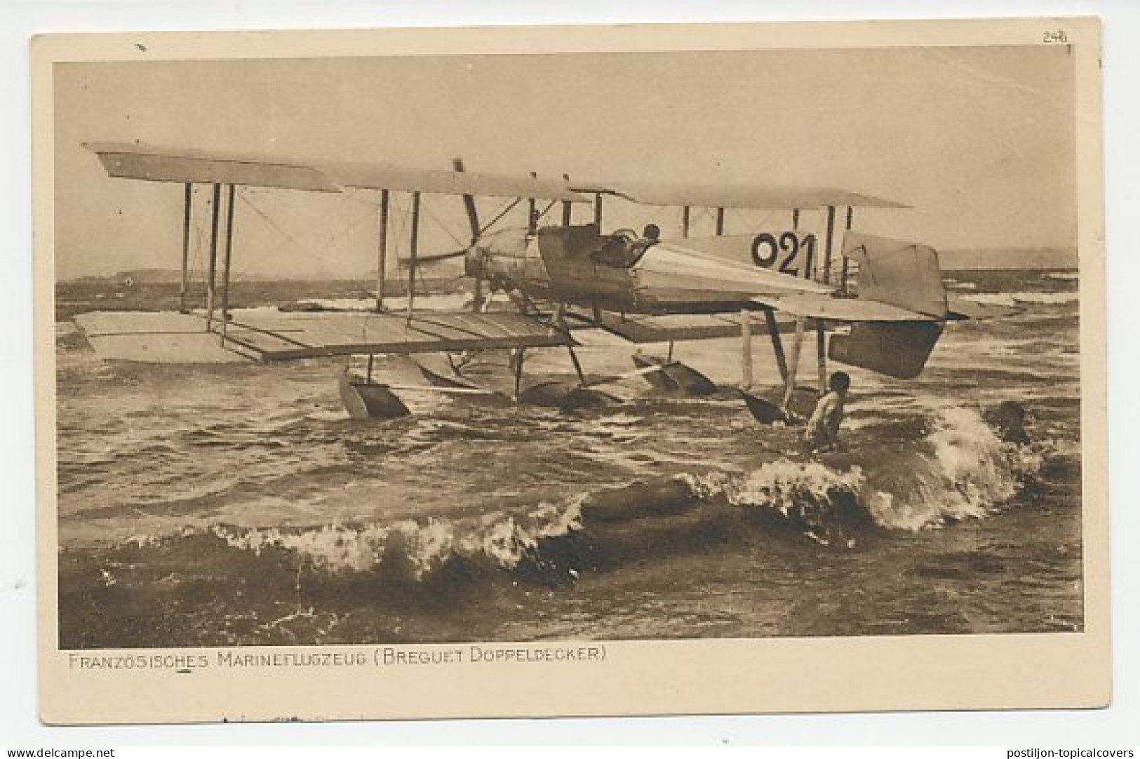 Fieldpost Postcard Germany 1915 French Naval Plane - Breguet Biplane - WWI - WW1