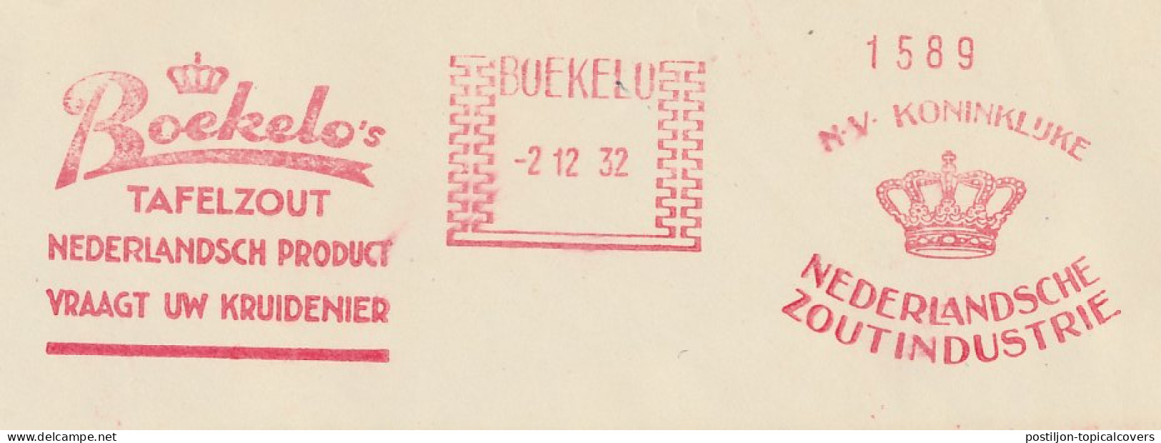 Meter Cover Netherlands 1932 Table Salt - Royal Dutch Salt Industry - Boekelo - Other & Unclassified