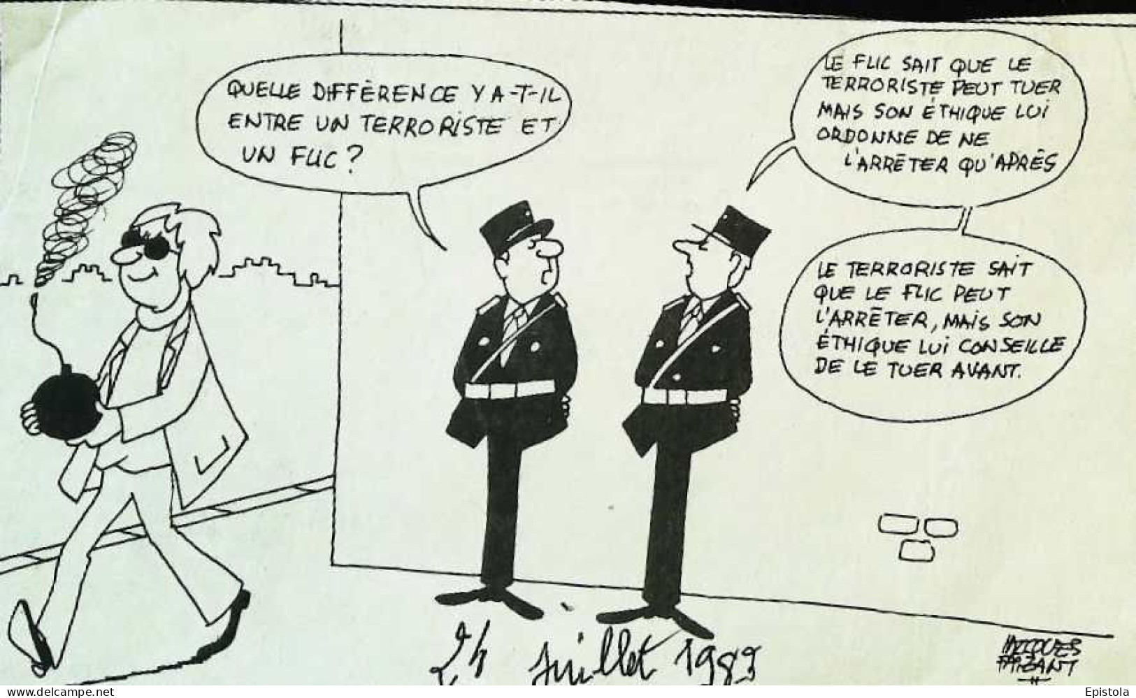 ► Coupure De Presse  Quotidien Le Figaro Jacques Faisant 1983  Terrorisme Grenade Policier - 1950 - Oggi