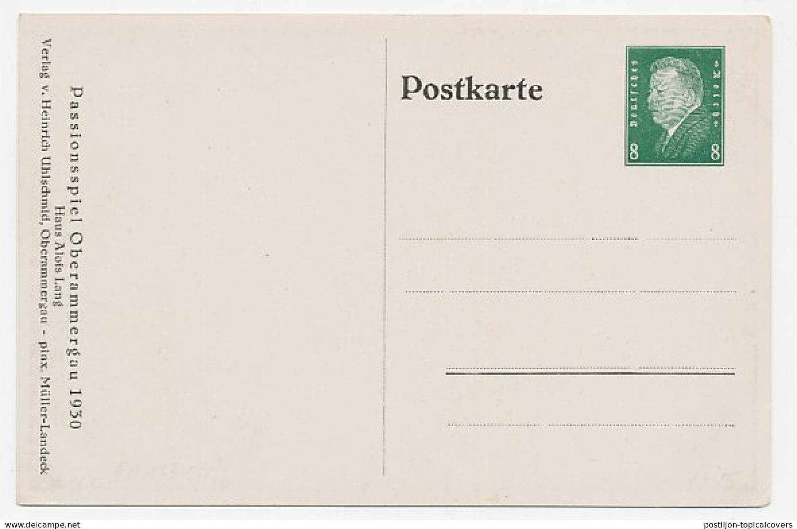 Postal Stationery Germany House Alois Lang - The Christus Of The Passion Play - Other & Unclassified