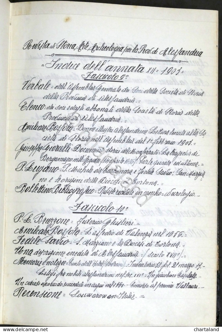 Rivista Di Storia Arte Archeologia Prov. Di Alessandria Anno XII Completo 1903 - Altri & Non Classificati