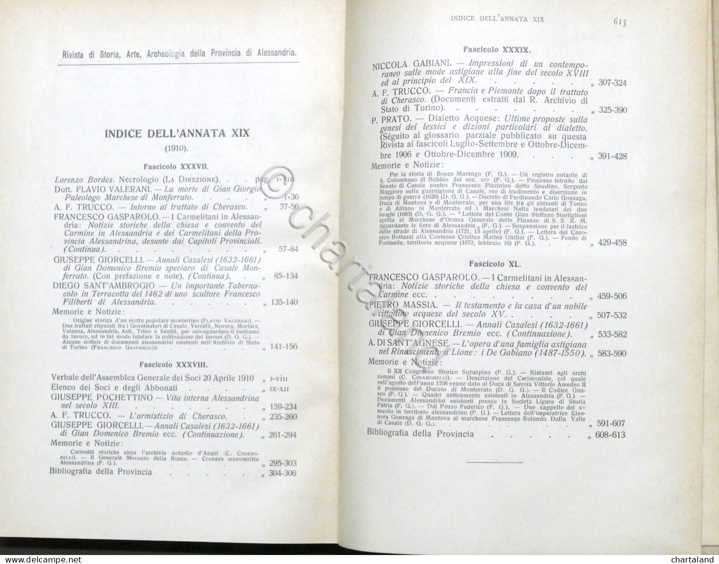 Rivista Di Storia Arte Archeologia Prov. Di Alessandria Anno XIX Completo 1910 - Other & Unclassified