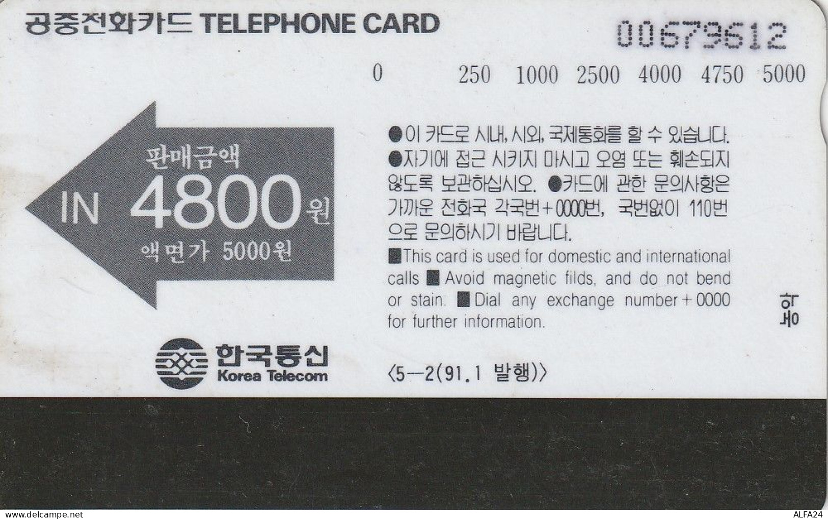 PHONE CARD COREA SUD  (CZ771 - Corée Du Sud
