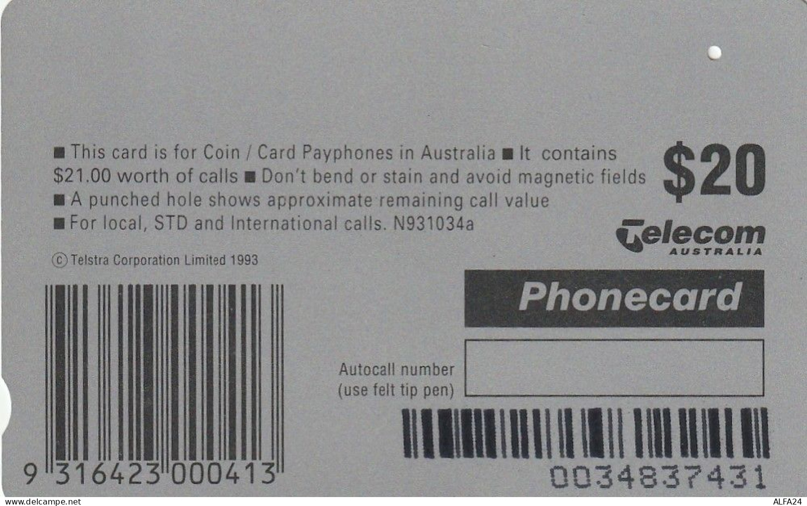 PHONE CARD AUSTRALIA  (CZ501 - Australië