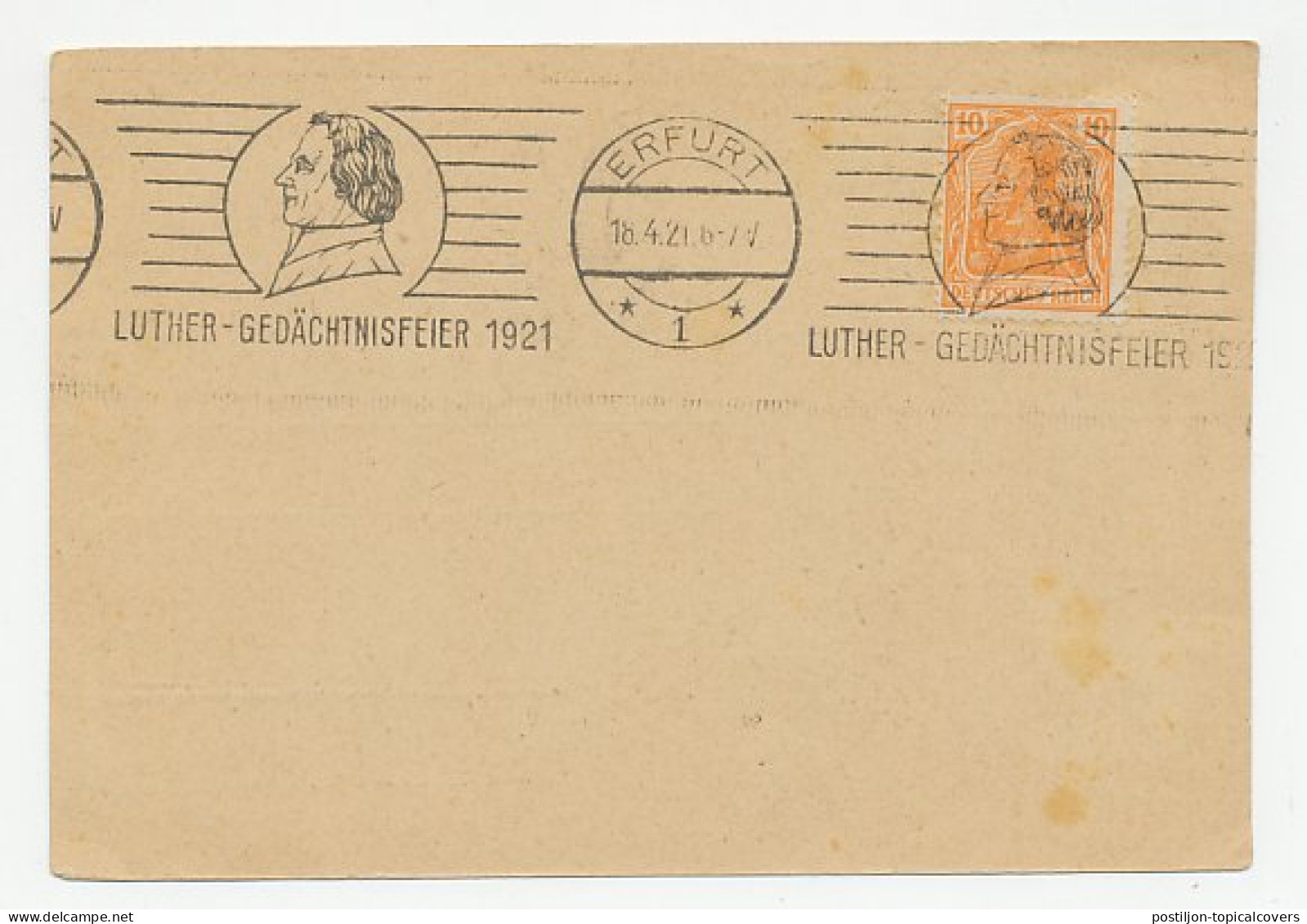 Card / Postmark Deutsches Reich / Germany 1921 Martin Luther Memory Celebration 1921 - Autres & Non Classés
