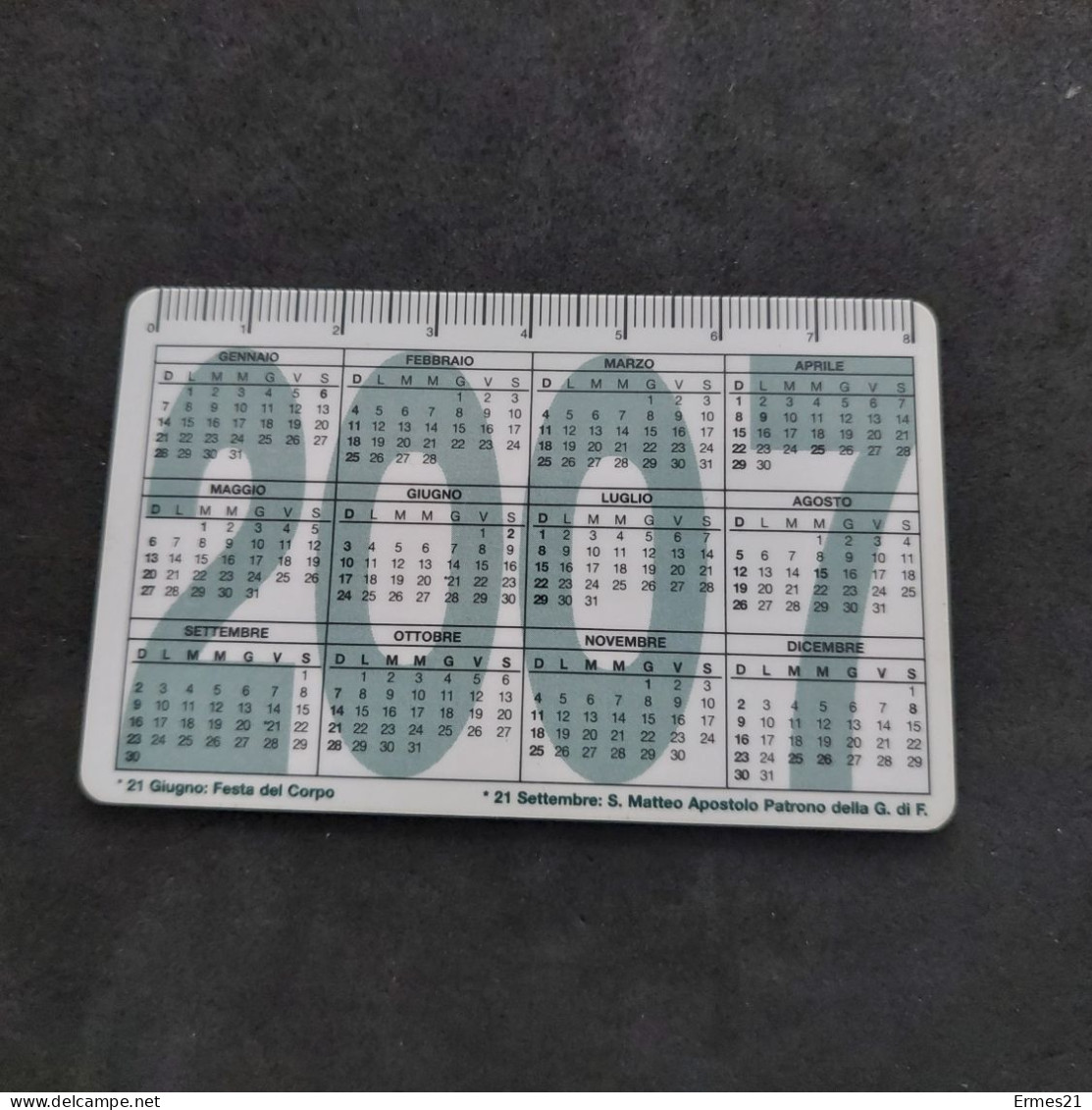 Calendarietto 2007 Il Finanziere. .Condizioni Eccellenti.  Plastificato. - Small : 2001-...