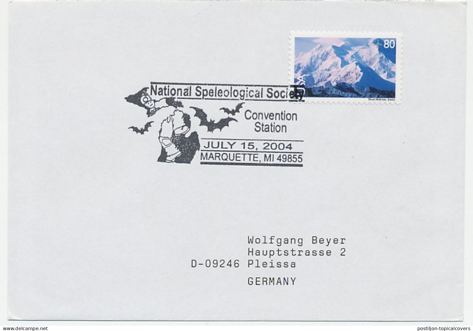 Cover / Postmark USA 2004 National Speleological Society - Bat - Other & Unclassified