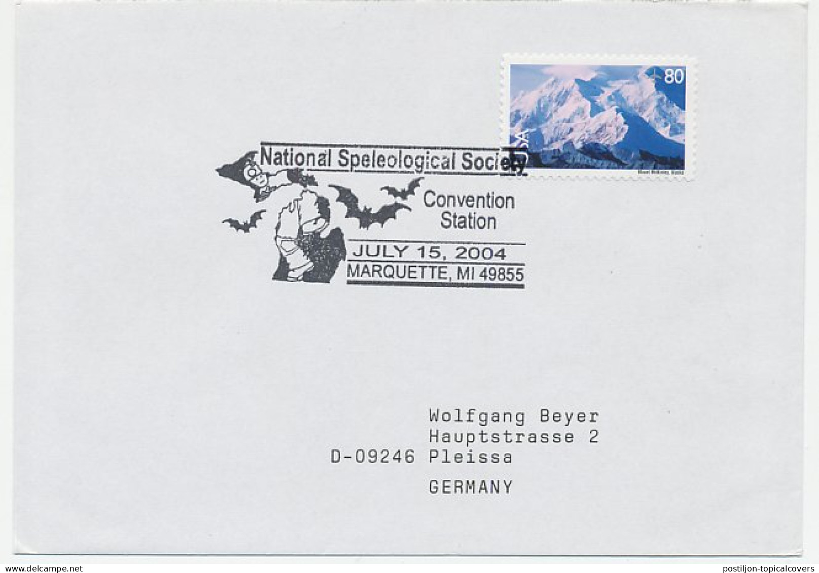 Cover / Postmark USA 2004 National Speleological Society - Bat - Andere & Zonder Classificatie