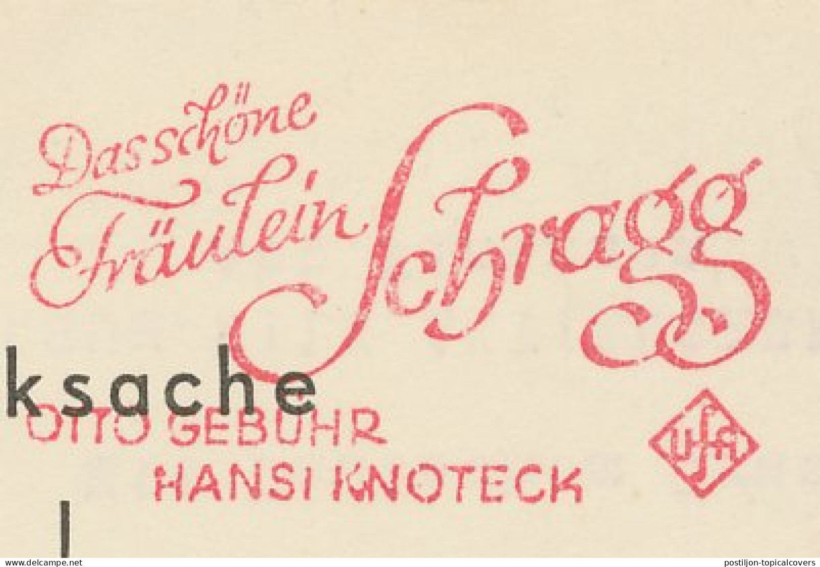Meter Card Deutsches Reich / Germany 1937 Movie - Pretty Miss Schragg  - Cinema