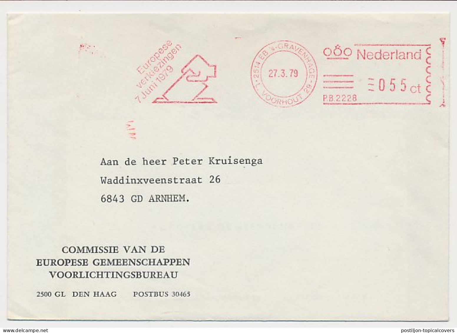 Meter Cover Netherlands 1979 European Elections 1979 - The Hague - Europese Instellingen