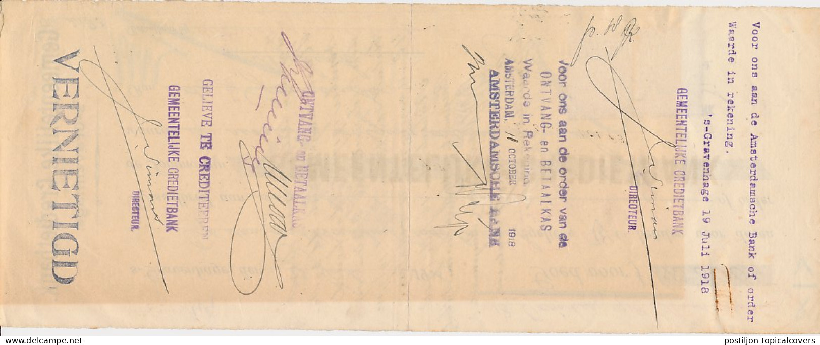 Plakzegel 1.50 / 5.- Den 19.. - Wisselbrief Den Haag 1918 - Revenue Stamps