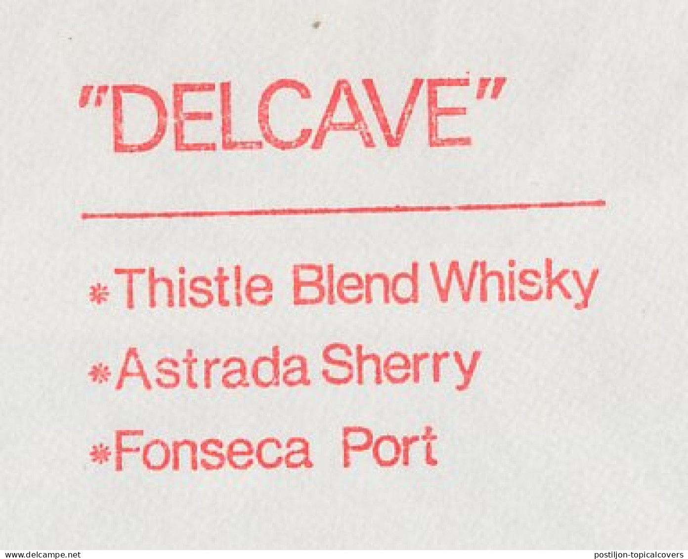 Meter Cover Netherlands 1974 Alcohol - Delcave - Whisky - Sherry - Port - Vini E Alcolici