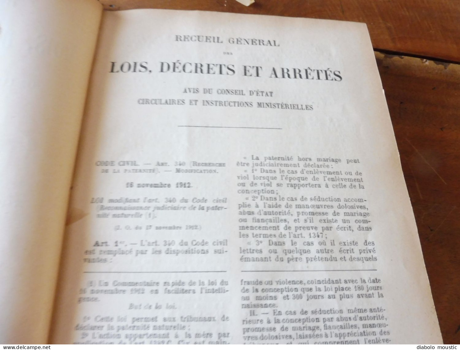 1913  RECUEIL des LOIS : Sericiculture, Dynamites , Fabrication du beurre de cacao,  Etc ; Etc