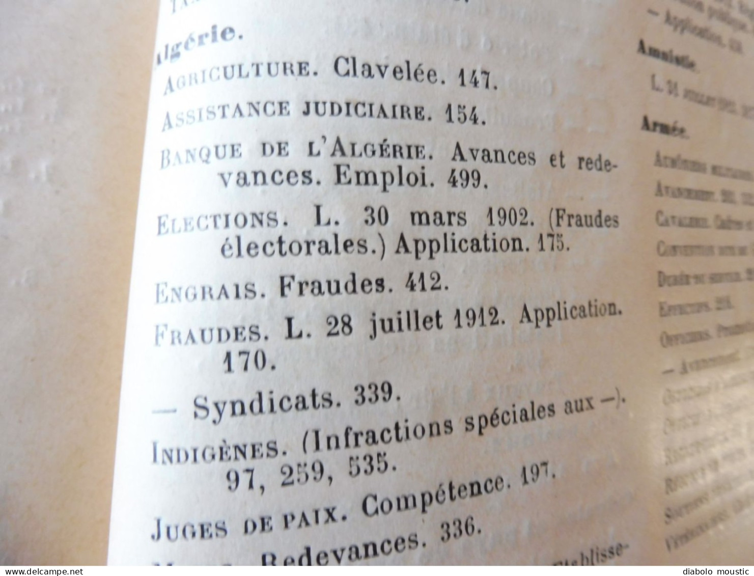 1913  RECUEIL des LOIS : Sericiculture, Dynamites , Fabrication du beurre de cacao,  Etc ; Etc