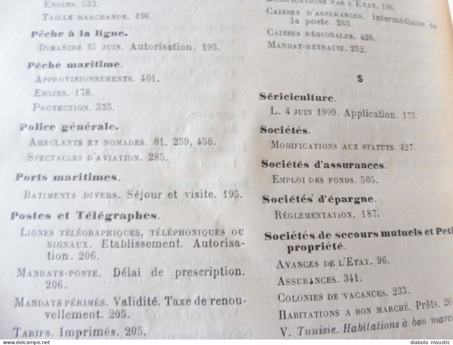 1913  RECUEIL des LOIS : Sericiculture, Dynamites , Fabrication du beurre de cacao,  Etc ; Etc