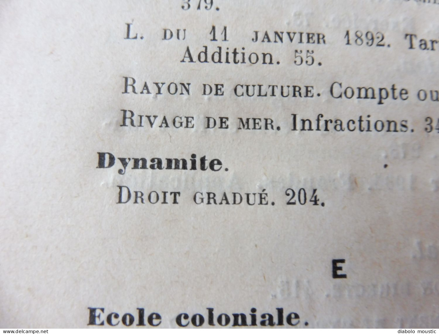 1913  RECUEIL des LOIS : Sericiculture, Dynamites , Fabrication du beurre de cacao,  Etc ; Etc