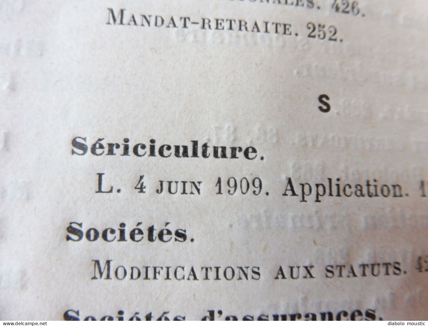 1913  RECUEIL des LOIS : Sericiculture, Dynamites , Fabrication du beurre de cacao,  Etc ; Etc