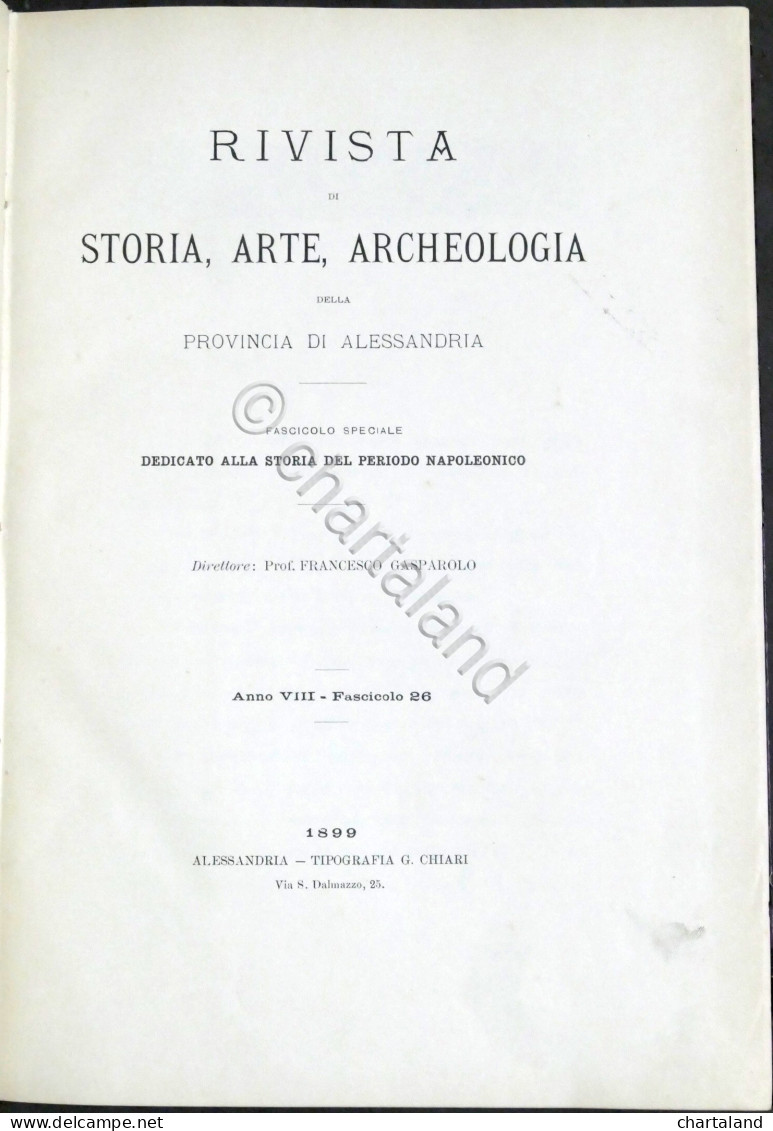 Rivista Di Storia Arte Archeologia - Fascicolo Speciale Periodo Napoleonico 1899 - Autres & Non Classés