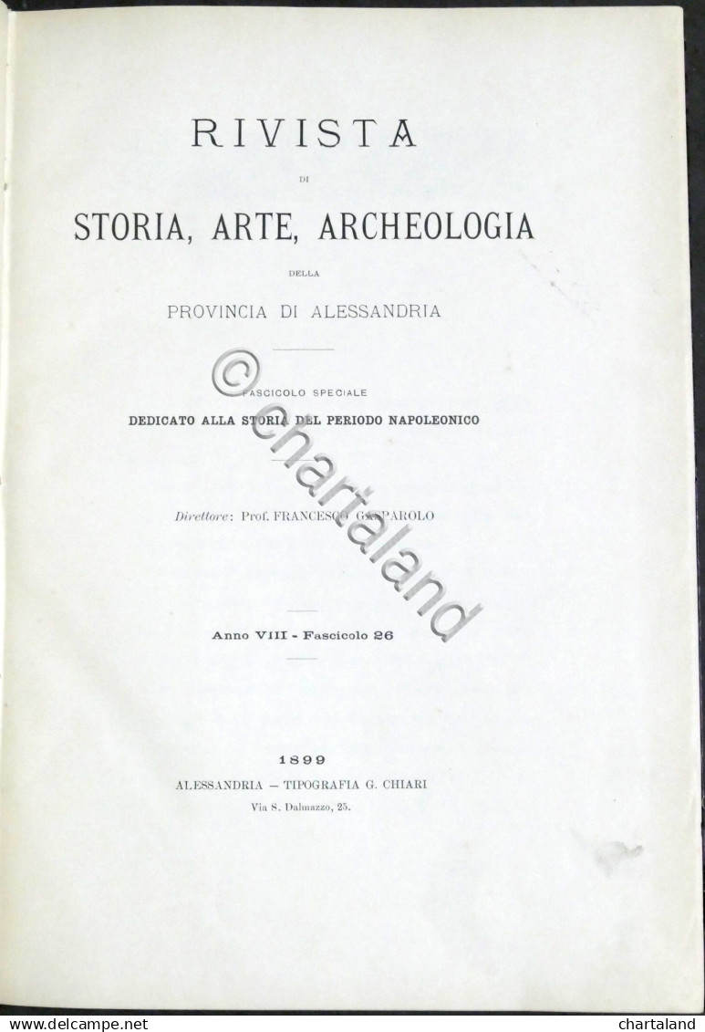 Rivista Di Storia Arte Archeologia - Fascicolo Speciale Periodo Napoleonico 1899 - Other & Unclassified