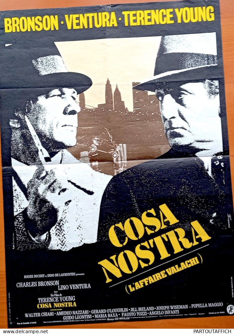 Affiche Ciné Orig COSA NOSTRA AFFAIRE VALACHI Lino VENTURA BRONSON 40X60cm 1973 - Posters