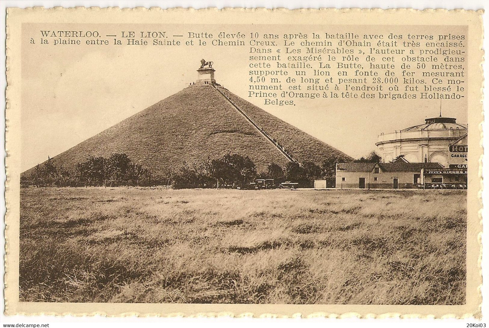 WATERLOO Le Lion Butte élevée 10 Ans Après La Bataille_Carte Postale En Le 19 Juin 1938 (verso) CPA TB - Waterloo