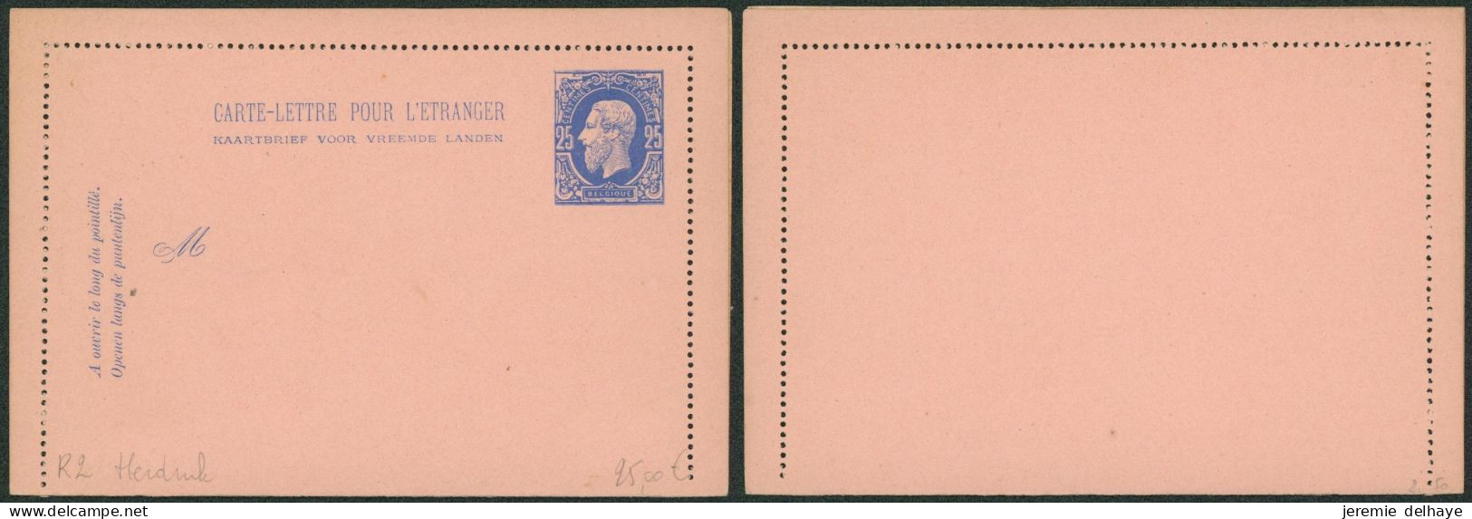 EP Au Type Carte-lettre 25ctm Bleu (SBEP N°R2, Neuf) / Réimpression : Perforation B - Letter-Cards