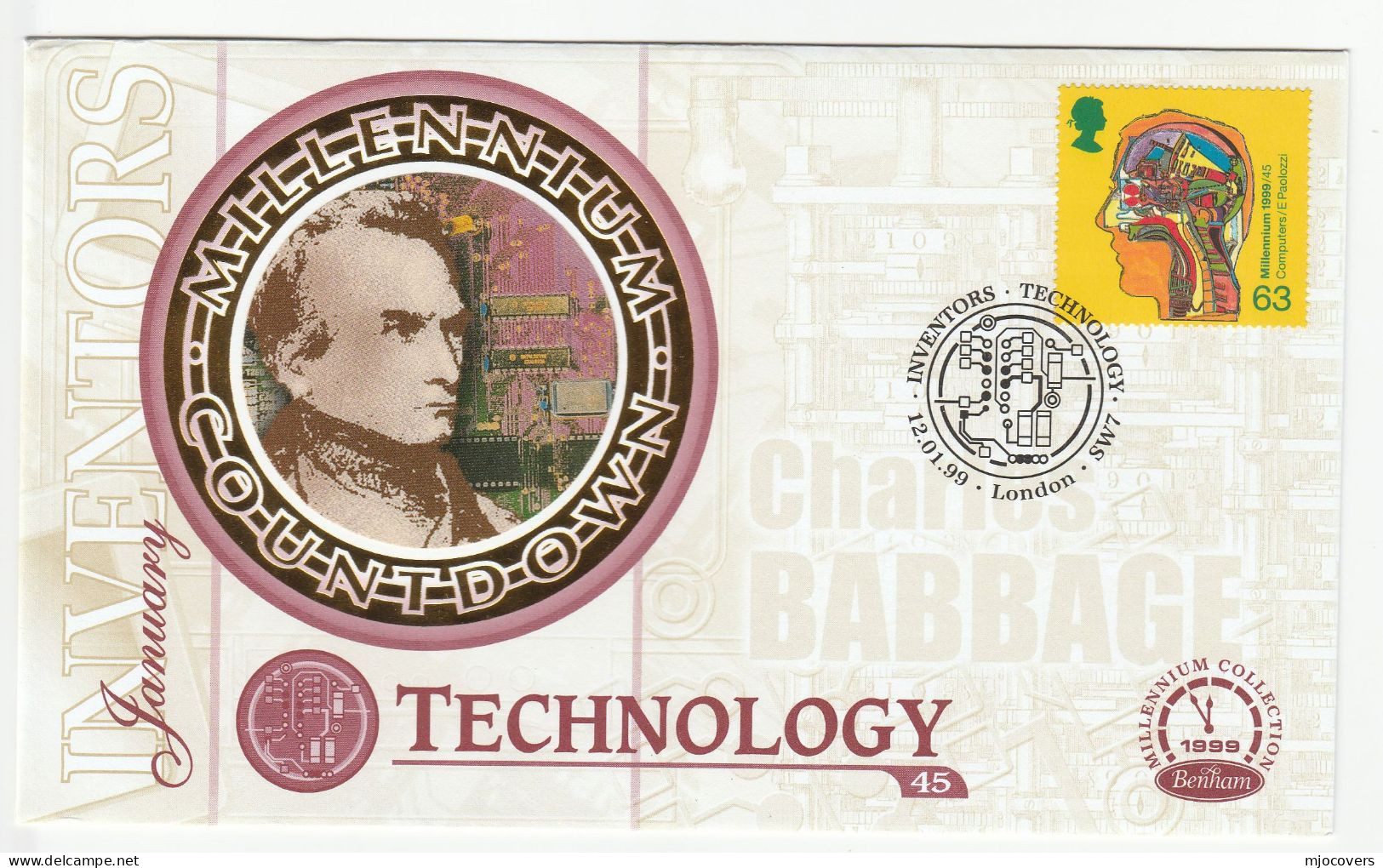 COMPUTER Charles  BABBAGE  Special SILK  FDC 1999 Computing Stamps  GB Cover - Computers