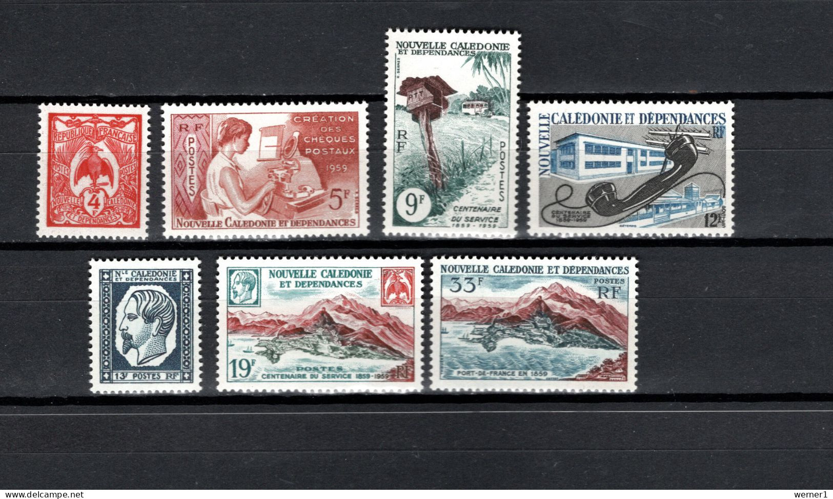 New Caledonia 1960 Space, 100 Years Of Mail Service, Telephone Set Of 7 MNH - Océanie