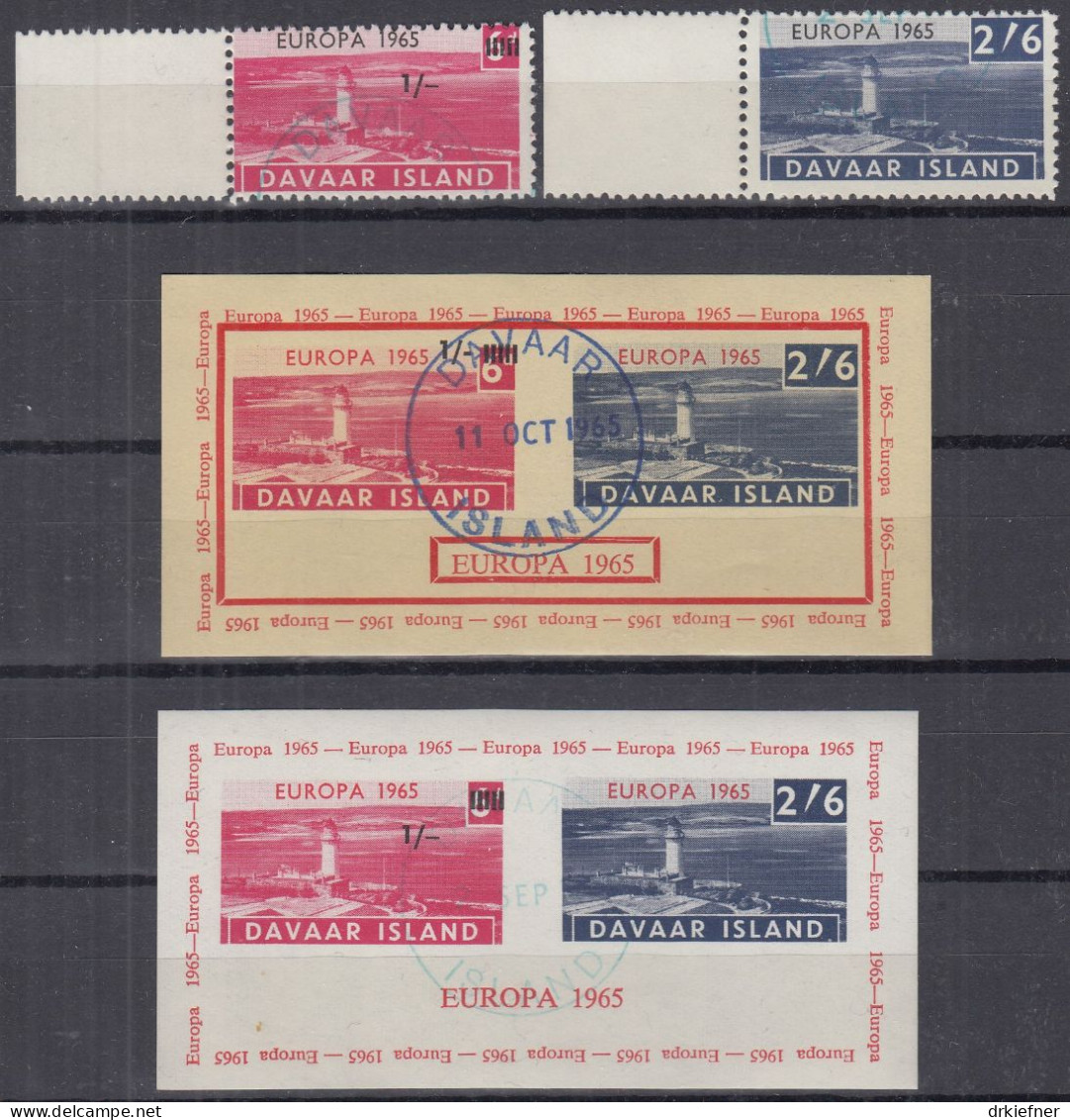 INSEL DAVAAR (Schottland), Nichtamtl. Briefmarken, 2 Blöcke + 2 Marken, Gestempelt, Europa 1965, Leuchtturm - Ecosse