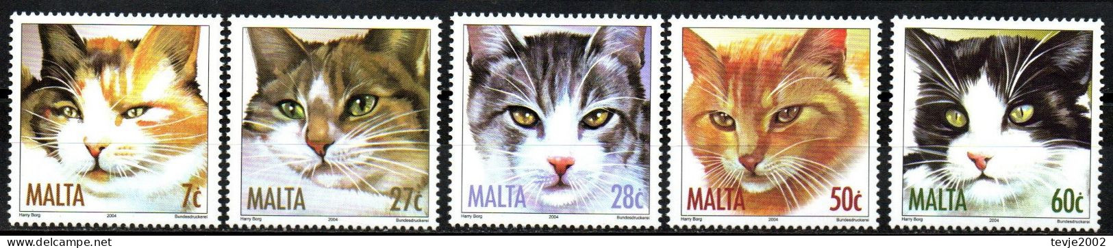 Malta 2004 - Mi.Nr. 1319 - 1323 - Postfrisch MNH - Tiere Animals Katzen Cats - Hauskatzen